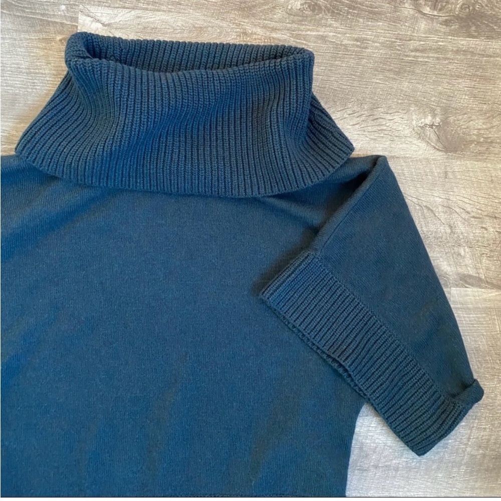 Ann Taylor Loft Teal Blue Knit Cowl Neck Sweater